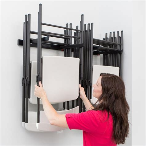 wall mounted folding chair storage